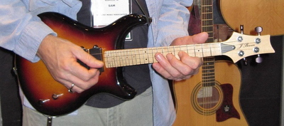 Familiar mandolin celebrity playing the ELS-4 at NAMM